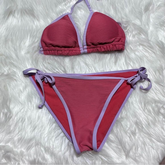 Arden swim pink/purple ribbed bikini size S - Picture 1 of 3